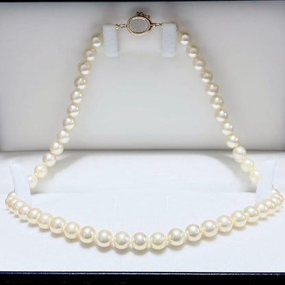 Akoya Pearl genuine pearl necklace 42cm length featuring 7.6-7.8mm round pearls