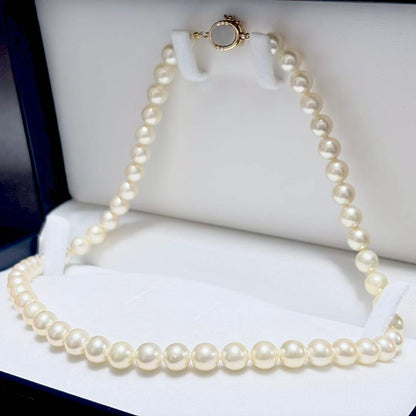 Akoya Pearl genuine pearl necklace 42cm length featuring 7.6-7.8mm round pearls