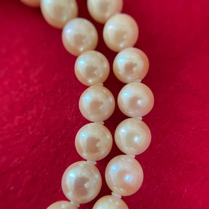 A33 Akoya pearl necklace with approximately 6mm genuine pearls on a 44cm cord