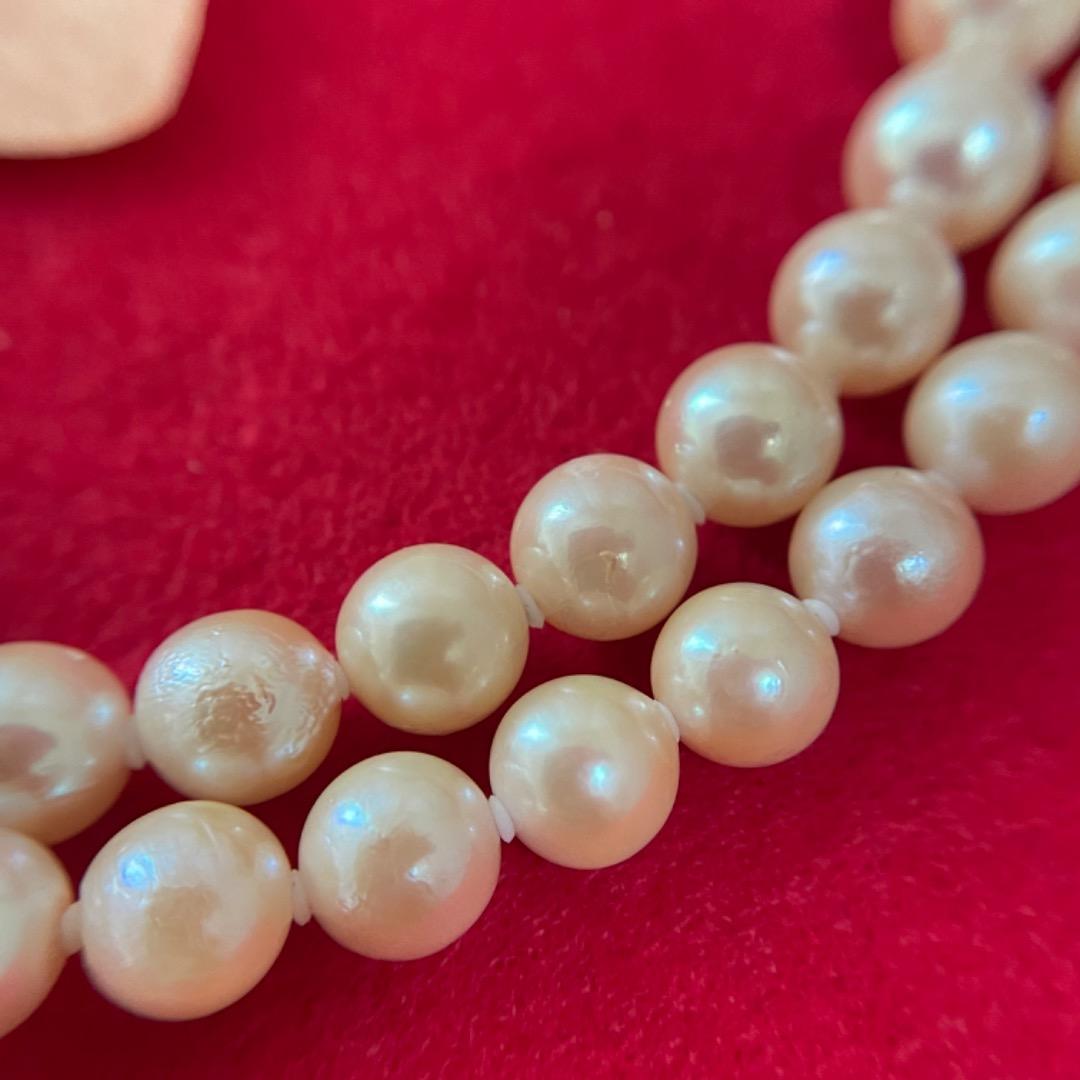 A33 Akoya pearl necklace with approximately 6mm genuine pearls on a 44cm cord