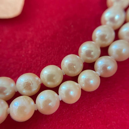 A33 Akoya pearl necklace with approximately 6mm genuine pearls on a 44cm cord
