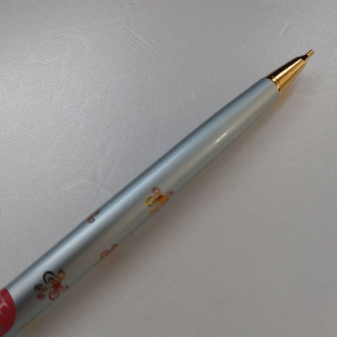Discontinued Showa retro mechanical pencil in sky blue metallic with gradient butterfly print and push-cap style