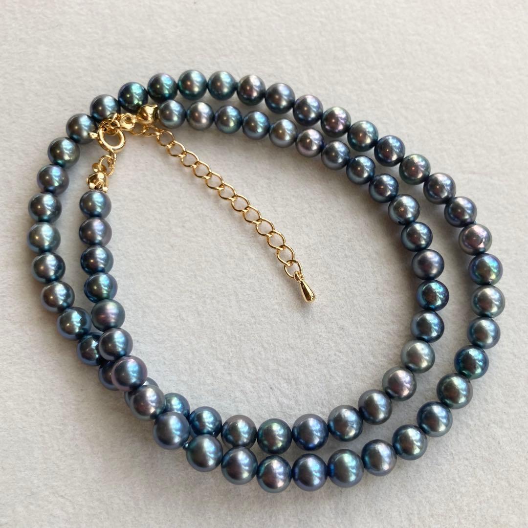 Akoya Pearl Necklace M829 with 5.5-6mm pearls and K16GP clasp, 42cm length plus 5cm extension