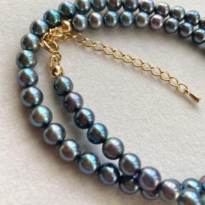 Akoya Pearl Necklace M829 with 5.5-6mm pearls and K16GP clasp, 42cm length plus 5cm extension