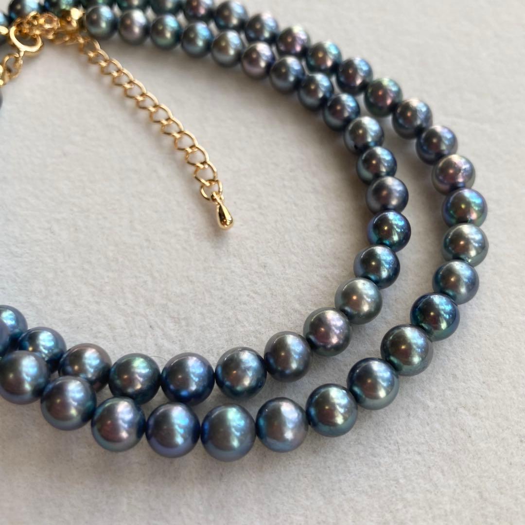 Akoya Pearl Necklace M829 with 5.5-6mm pearls and K16GP clasp, 42cm length plus 5cm extension