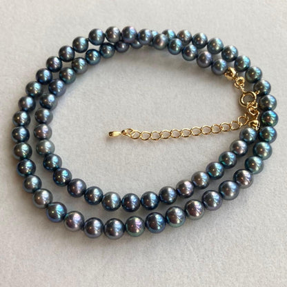 Akoya Pearl Necklace M829 with 5.5-6mm pearls and K16GP clasp, 42cm length plus 5cm extension