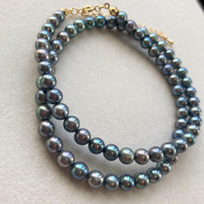 Akoya Pearl Necklace M829 with 5.5-6mm pearls and K16GP clasp, 42cm length plus 5cm extension