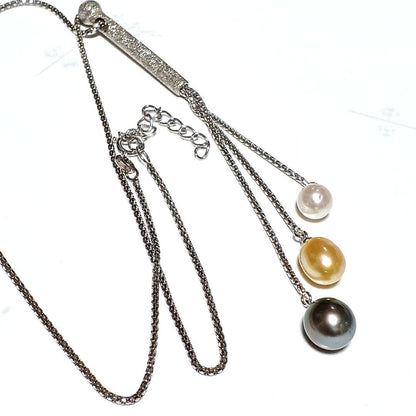 South Sea Pearl necklace featuring black butterfly and white Akoya pearl design on 45.5 cm chain