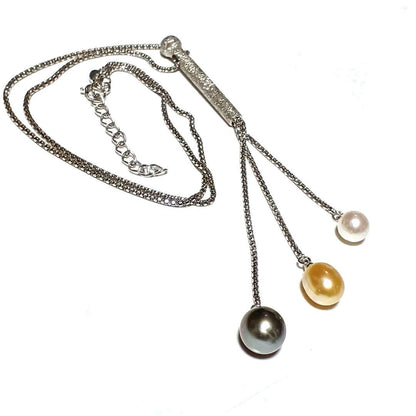 South Sea Pearl necklace featuring black butterfly and white Akoya pearl design on 45.5 cm chain