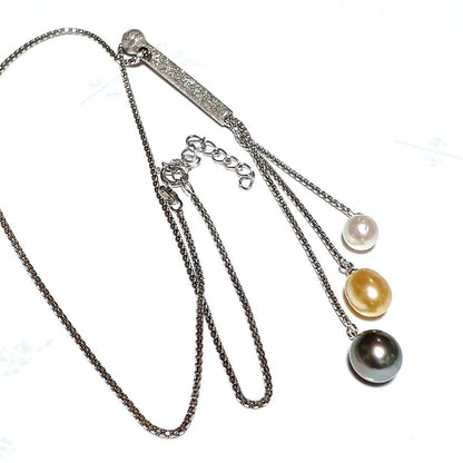 South Sea Pearl necklace featuring black butterfly and white Akoya pearl design on 45.5 cm chain