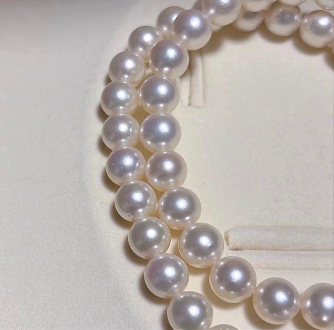 TASAKI Akoya pearl necklace with 8.5mm high luster pearls, 42.5cm length, displayed on white background