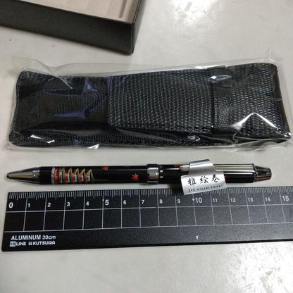 Pilote Gai-Emakimeki Sharbo pen case set in red and black with ballpoint and sharp pens shown