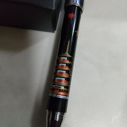 Pilote Gai-Emakimeki Sharbo pen case set in red and black with ballpoint and sharp pens shown