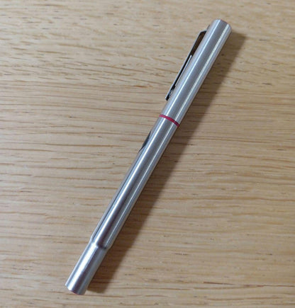 Pilot Birdie Mini Fountain Pen with silver and red body and fine nib displayed on white background