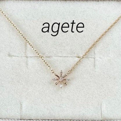 Agat diamond necklace featuring a 0.03CT snowflake pendant with a 6.5x6.7 mm size on a slim chain