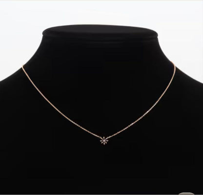 Agat diamond necklace featuring a 0.03CT snowflake pendant with a 6.5x6.7 mm size on a slim chain