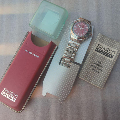 swatch Happy-Joe Red Metal Belt Quartz Men's — Japanese