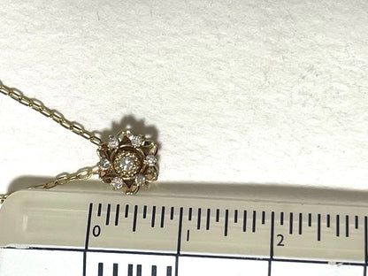 Agate K10 necklace with 0.06ct diamond flower pendant on a 46 cm chain, two-way movable design