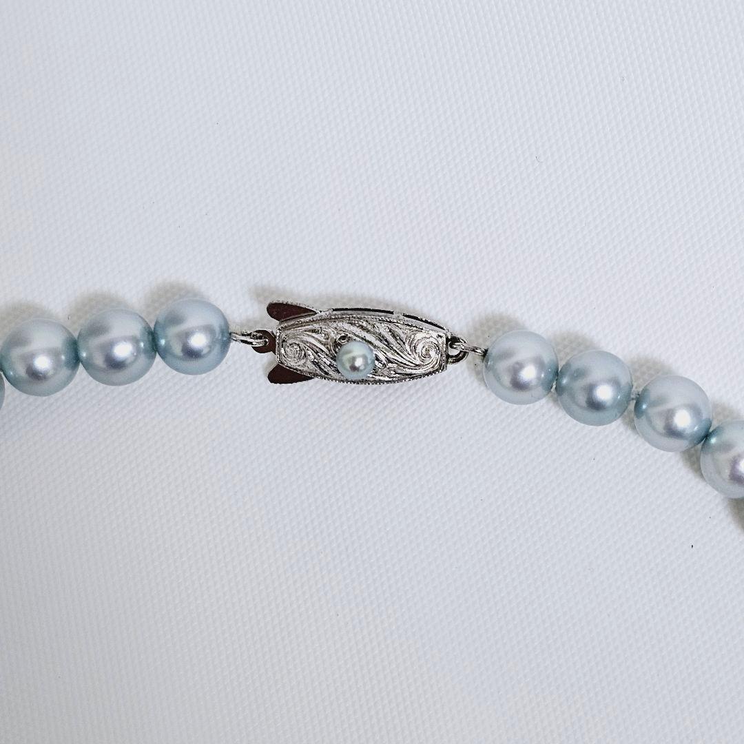 Tasaki Pearl Blue Necklace featuring 43cm length and 6.5 to 6.8 mm round blue pearls weighing 27g