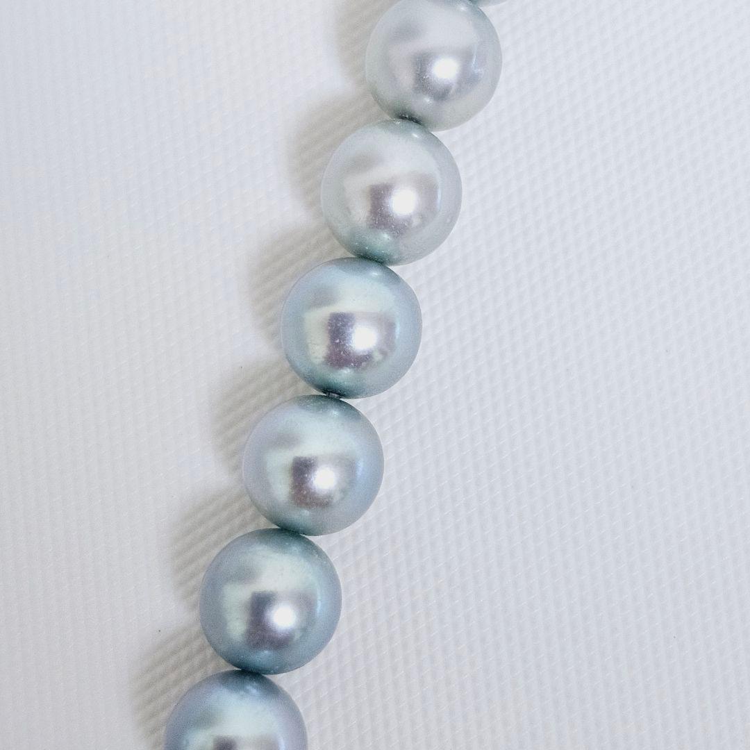 Tasaki Pearl Blue Necklace featuring 43cm length and 6.5 to 6.8 mm round blue pearls weighing 27g