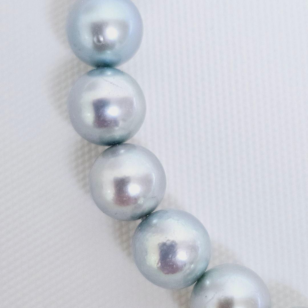 Tasaki Pearl Blue Necklace featuring 43cm length and 6.5 to 6.8 mm round blue pearls weighing 27g