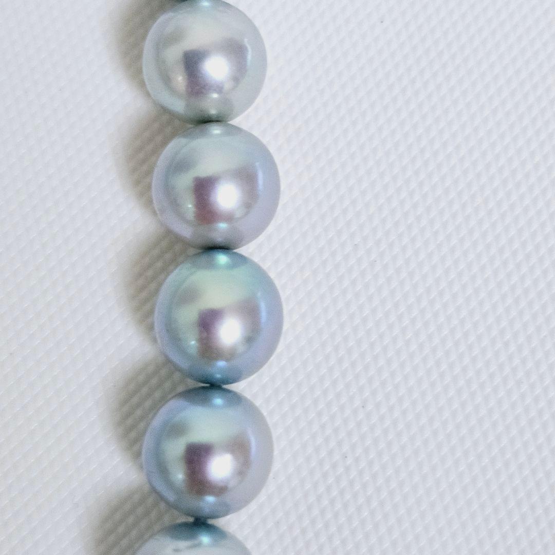 Tasaki Pearl Blue Necklace featuring 43cm length and 6.5 to 6.8 mm round blue pearls weighing 27g