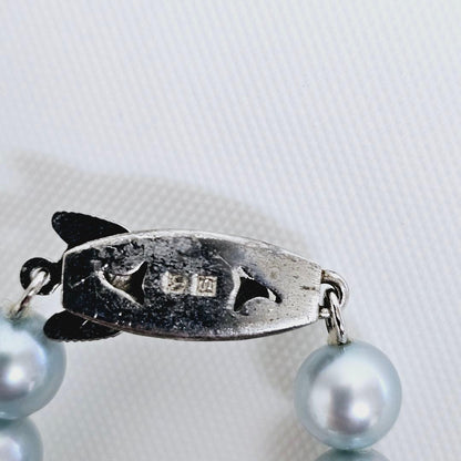 Tasaki Pearl Blue Necklace featuring 43cm length and 6.5 to 6.8 mm round blue pearls weighing 27g