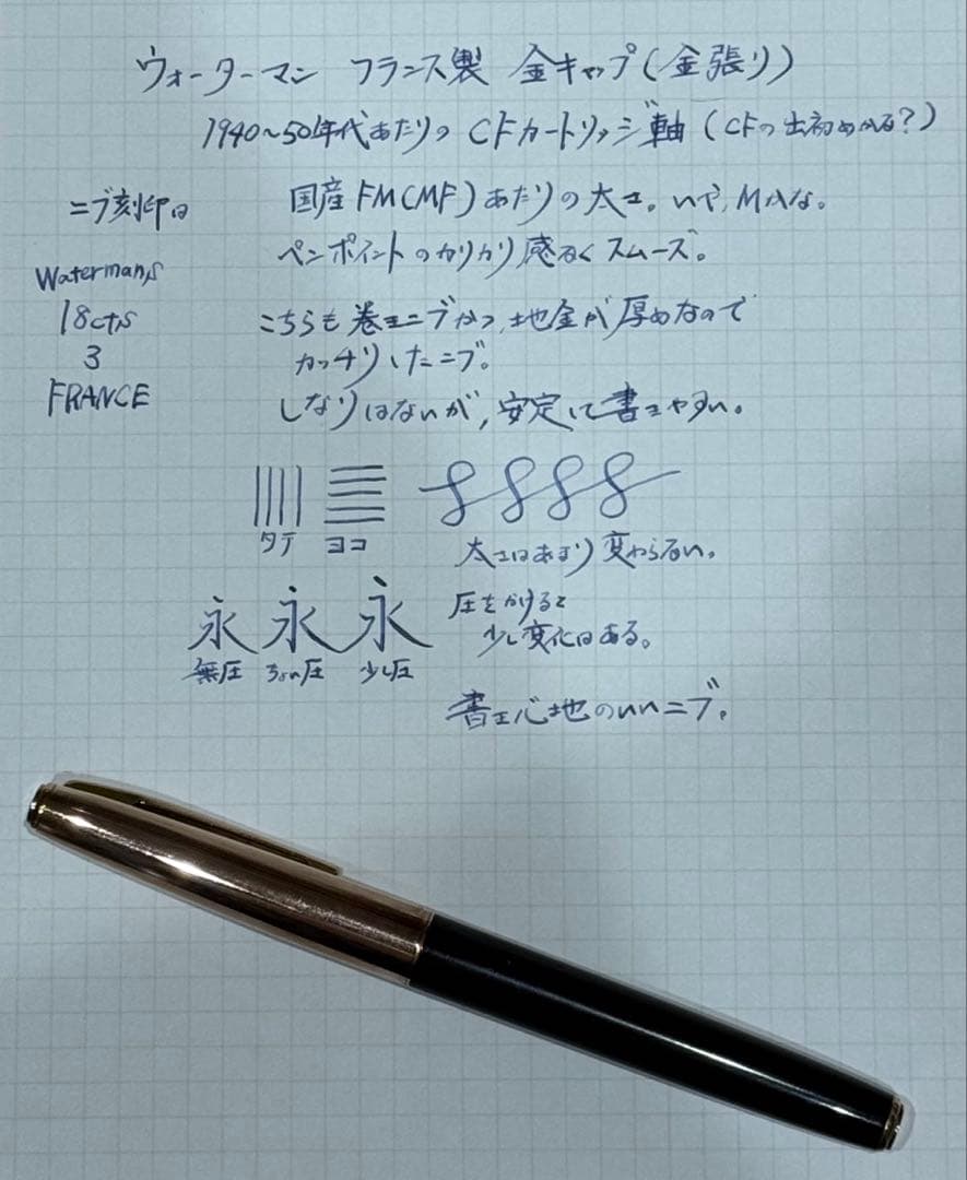 Watermans Ligne 60 fountain pen with 18K gold medium nib, black body, and gold-plated cap