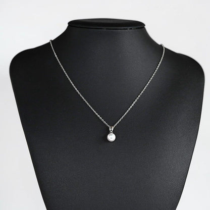 Aurora Hanadama Mikimoto Akoya round pearl pendant necklace in silver with 44.5 cm chain length