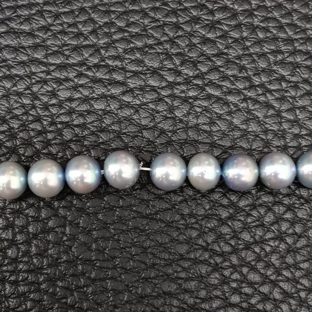 Akoya pearl necklace with ice blue pearls and silver SV925 clasp, 42.8 cm length, pearls 6.8-7.2 mm diameter