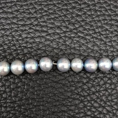 Akoya pearl necklace with ice blue pearls and silver SV925 clasp, 42.8 cm length, pearls 6.8-7.2 mm diameter