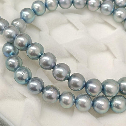Akoya pearl necklace with ice blue pearls and silver SV925 clasp, 42.8 cm length, pearls 6.8-7.2 mm diameter