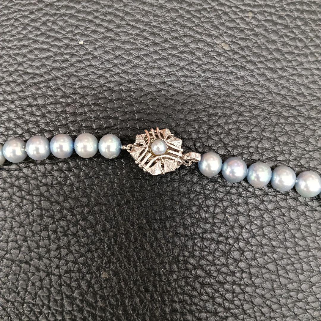 Akoya pearl necklace with ice blue pearls and silver SV925 clasp, 42.8 cm length, pearls 6.8-7.2 mm diameter