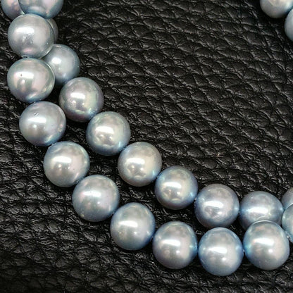 Akoya pearl necklace with ice blue pearls and silver SV925 clasp, 42.8 cm length, pearls 6.8-7.2 mm diameter