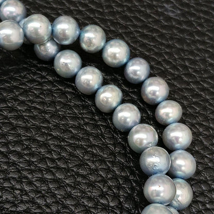 Akoya pearl necklace with ice blue pearls and silver SV925 clasp, 42.8 cm length, pearls 6.8-7.2 mm diameter
