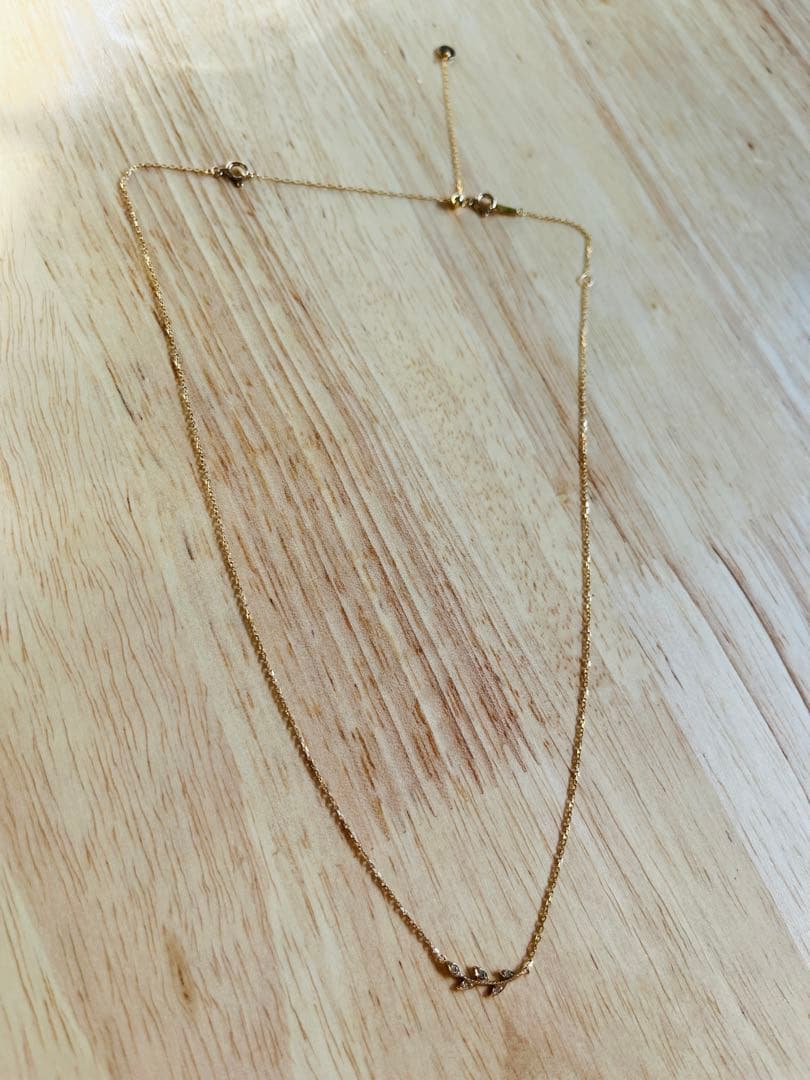Agete Laurel Leaf Necklace in gold metal displayed with its case on a white background