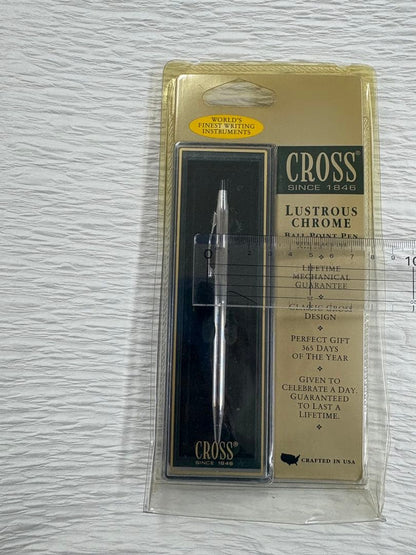 USA made Cross Cross LUSTROUS CHROME ballpoint pen with black ink in unopened blister pack