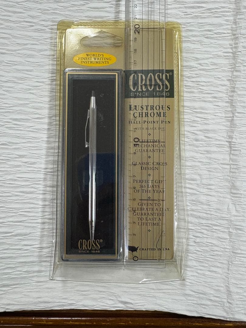 USA made Cross Cross LUSTROUS CHROME ballpoint pen with black ink in unopened blister pack