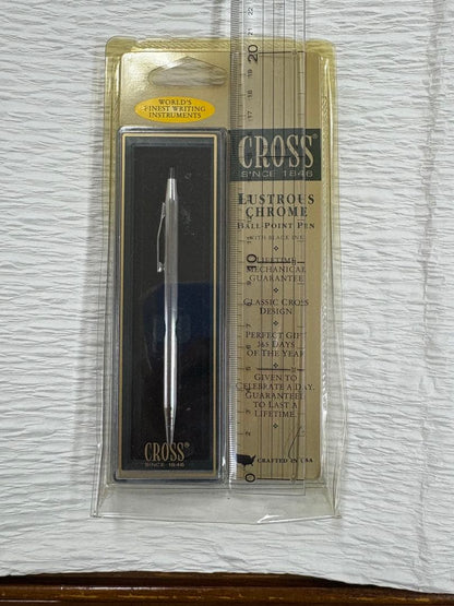 USA made Cross Cross LUSTROUS CHROME ballpoint pen with black ink in unopened blister pack