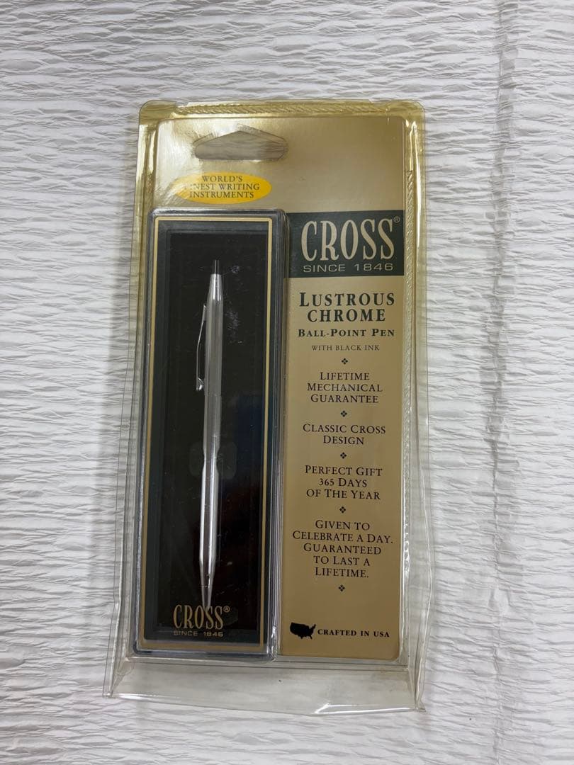USA made Cross Cross LUSTROUS CHROME ballpoint pen with black ink in unopened blister pack