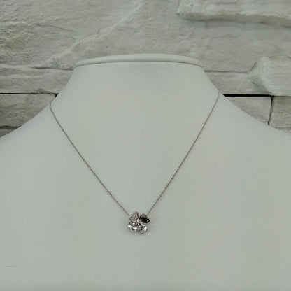 TASAKI K18 white gold necklace with 0.02 carat diamond pendant measuring 11mm by 11mm on a 41cm chain