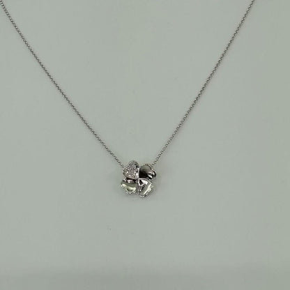 TASAKI K18 white gold necklace with 0.02 carat diamond pendant measuring 11mm by 11mm on a 41cm chain