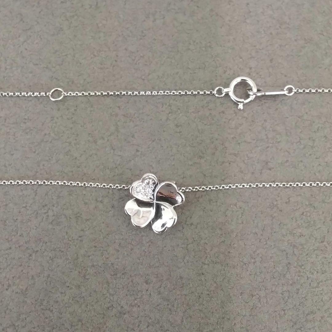 TASAKI K18 white gold necklace with 0.02 carat diamond pendant measuring 11mm by 11mm on a 41cm chain
