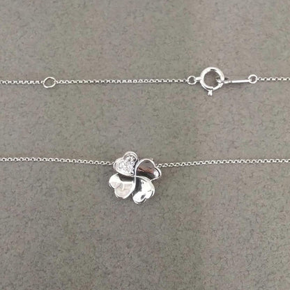 TASAKI K18 white gold necklace with 0.02 carat diamond pendant measuring 11mm by 11mm on a 41cm chain