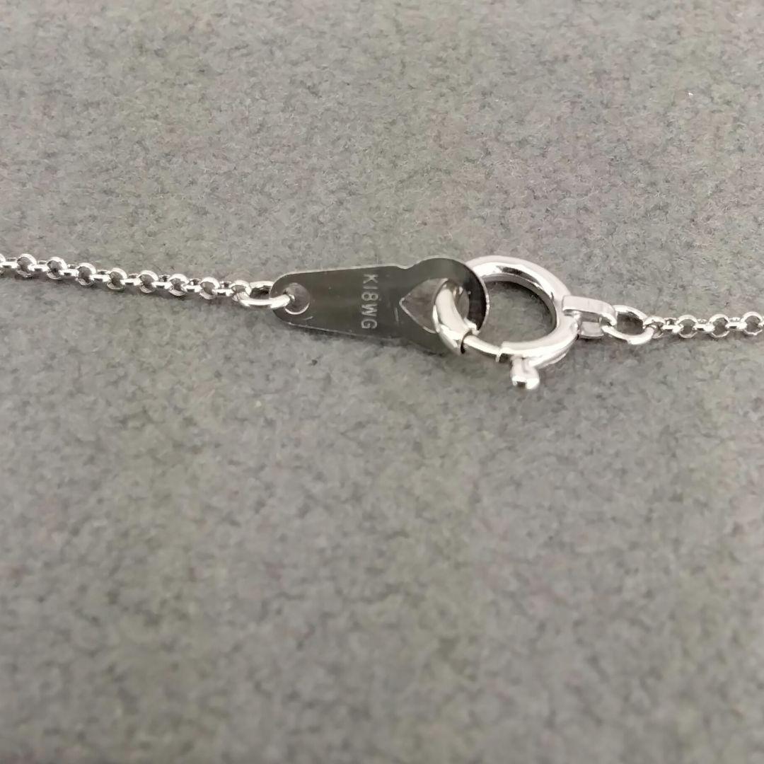 TASAKI K18 white gold necklace with 0.02 carat diamond pendant measuring 11mm by 11mm on a 41cm chain