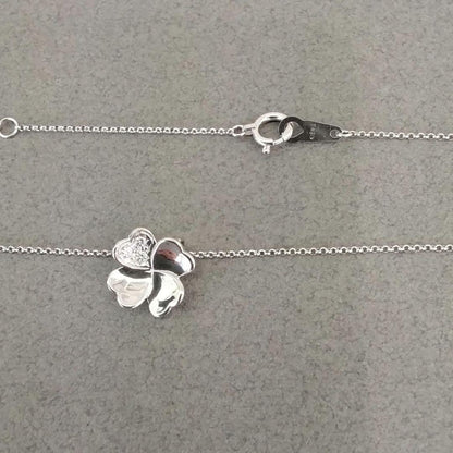 TASAKI K18 white gold necklace with 0.02 carat diamond pendant measuring 11mm by 11mm on a 41cm chain