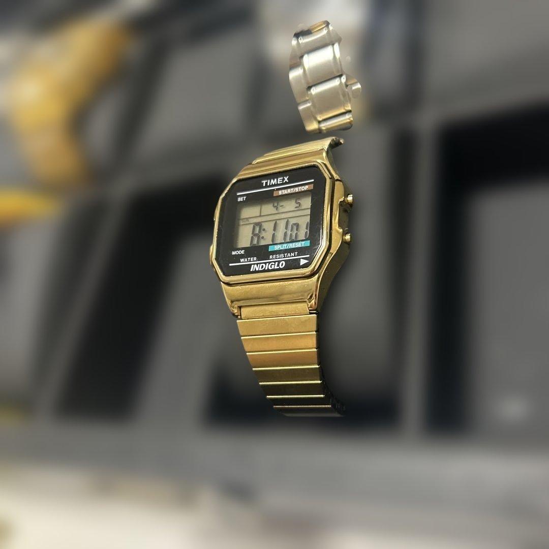 TIMEX INDIGLO Gold Digital Men's Watch — Japanese