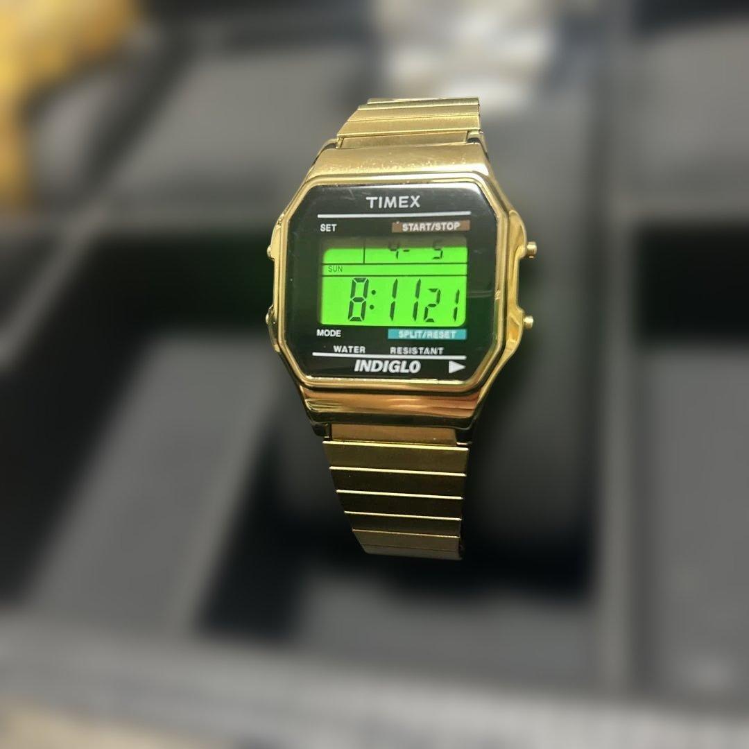 TIMEX INDIGLO Gold Digital Men's Watch — Japanese