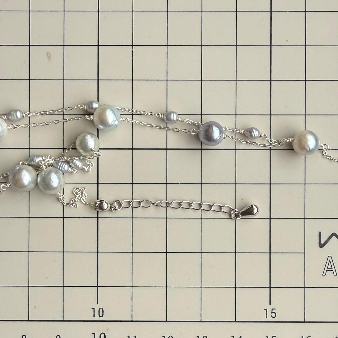 Akoya genuine pearl freshwater baby pearl blue necklace with 6-7mm pearls on Silver925 chain