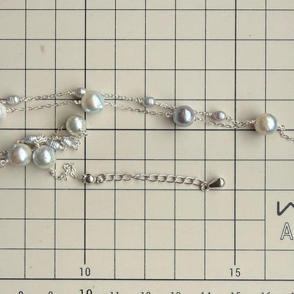 Akoya genuine pearl freshwater baby pearl blue necklace with 6-7mm pearls on Silver925 chain